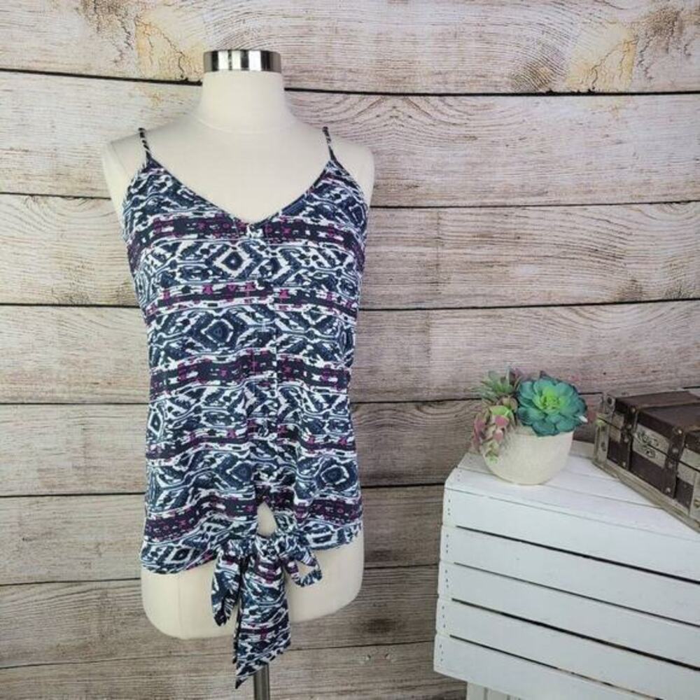 5/$25 Sabine Womens Summer Top Tie Knot Sleeveless Aztec Blue Small‎